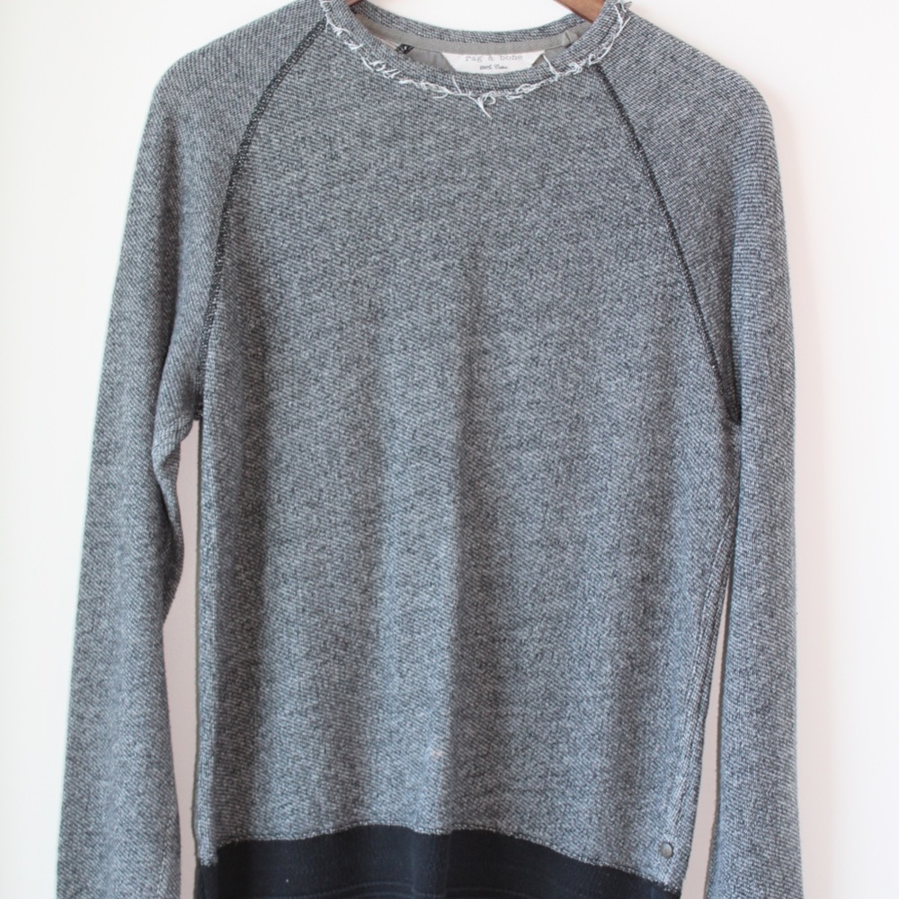 rag & bone Mens Large Sweatshirt with Ribbed Cuffs and Hem
